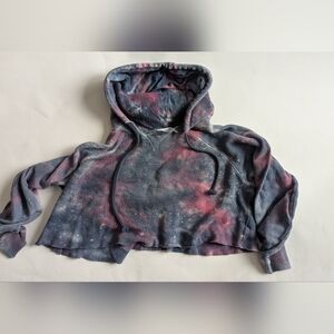 Spiritual Gangster Galaxy Tie-Dye Women's Cropped Hoodie - Small - Blue and Pink